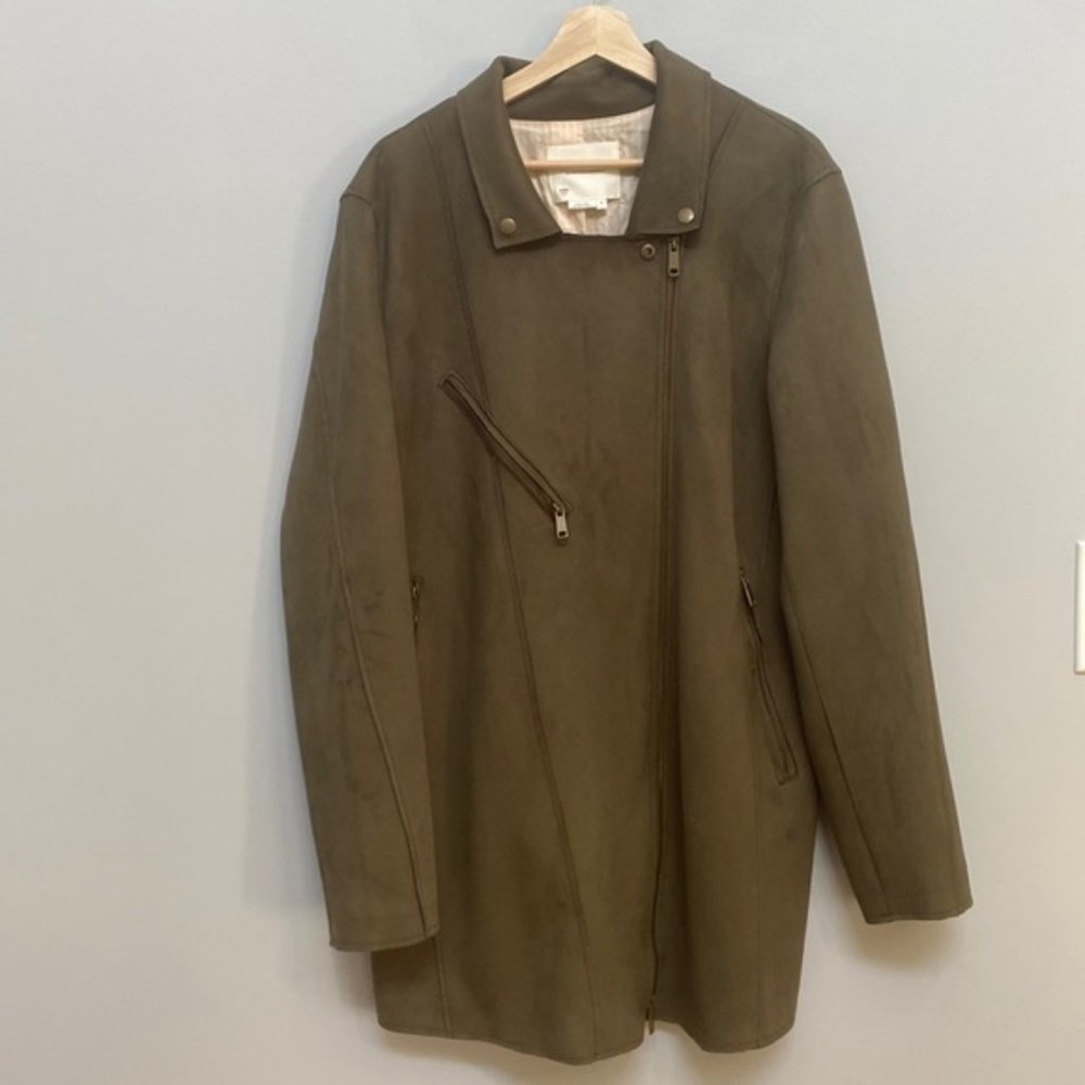 ❗️SOLD❗️By Anthropologie Ripley Sueded Longline Moto Faux Suede Jacket Size XL - Picture 3 of 10